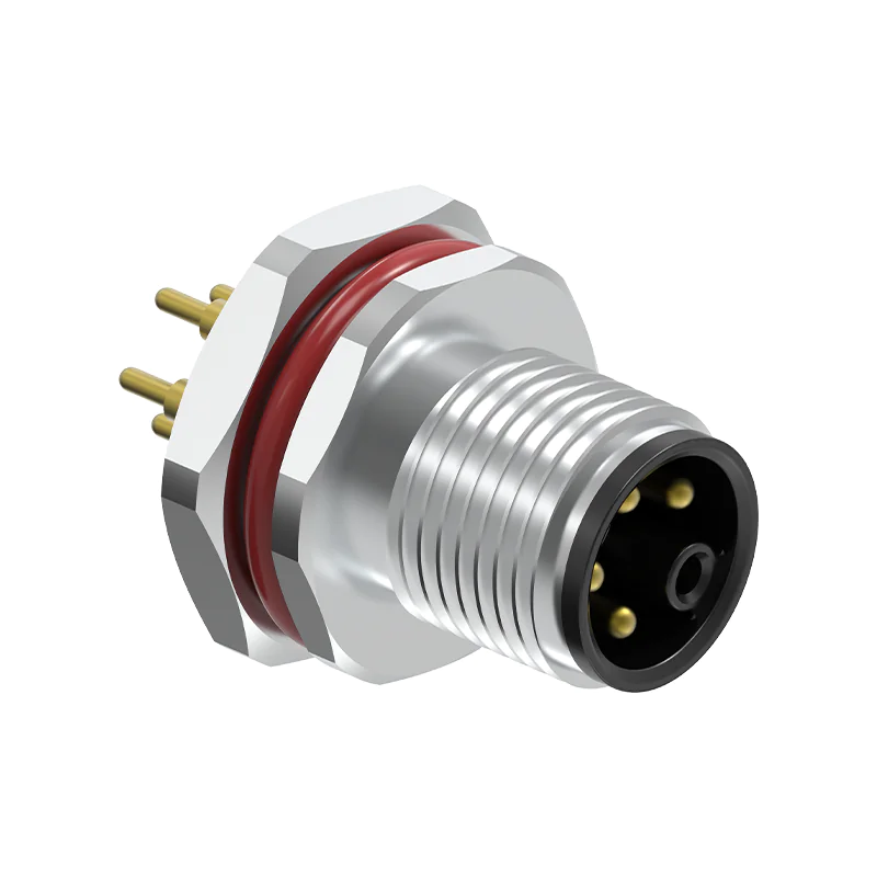 M12 Connector K-Code 5Pin Male Rear Panel Socket - AC Power, Industrial, IP69K - Image 3