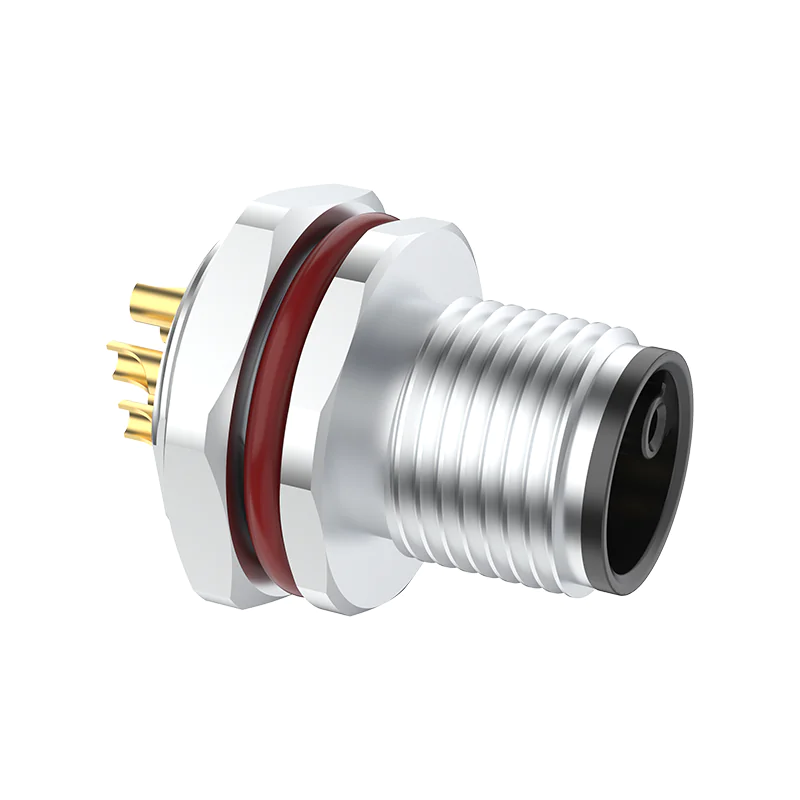 M12 Connector K-Code 5Pin Male Rear Panel Socket - AC Power, Industrial, IP69K - Image 3