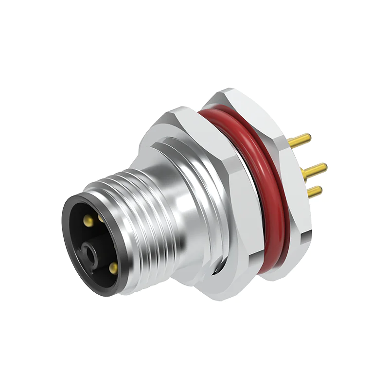 M12 Connector K-Code 5Pin Male - AC Power Panel Socket, IP69K (PCB Contacts) - Image 3