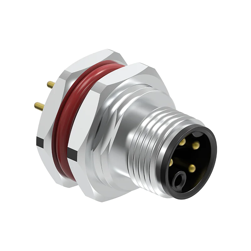 M12 Connector K-Code 5Pin Male - AC Power Panel Socket, IP69K (PCB Contacts) - Image 2