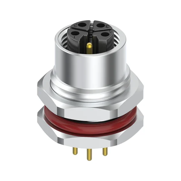 M12 Connector L-Code 5Pin Female - DC Power Panel Socket, IP67