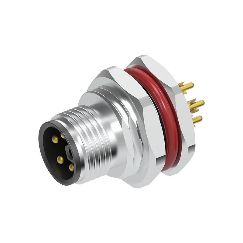 M12 Connector L-Code 5Pin Male - DC Power Panel Socket, IP67 - Image 2