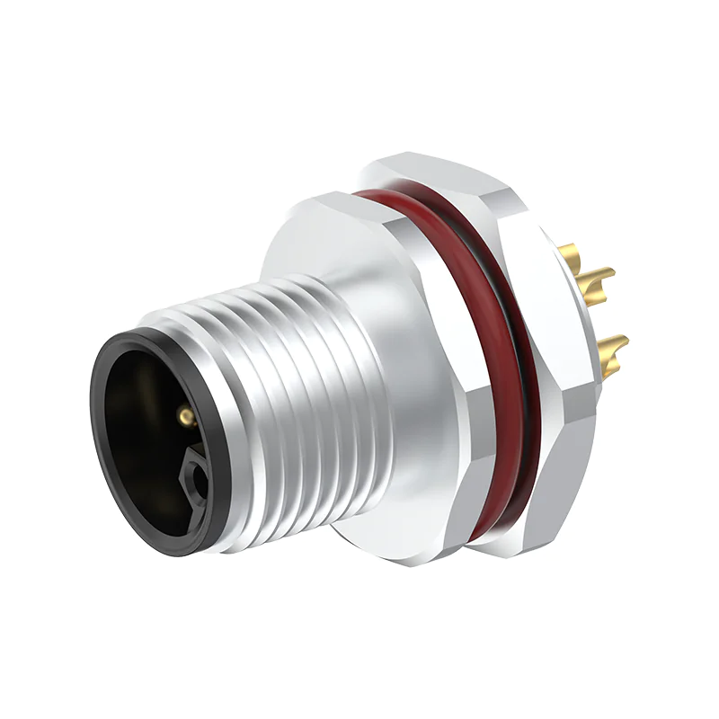 M12 Connector L-Code 5Pin Male Rear Panel Socket - DC Power, Industrial, IP69K - Image 2
