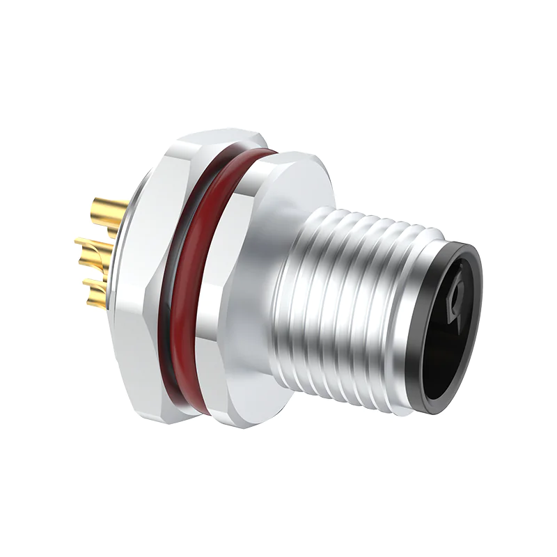 M12 Connector L-Code 5Pin Male Rear Panel Socket - DC Power, Industrial, IP69K - Image 3