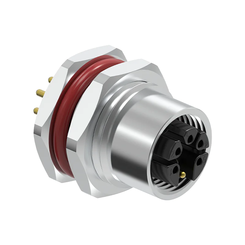 M12 Connector M-Code 6Pin Female - AC Power Panel Socket, IP68 - Image 2