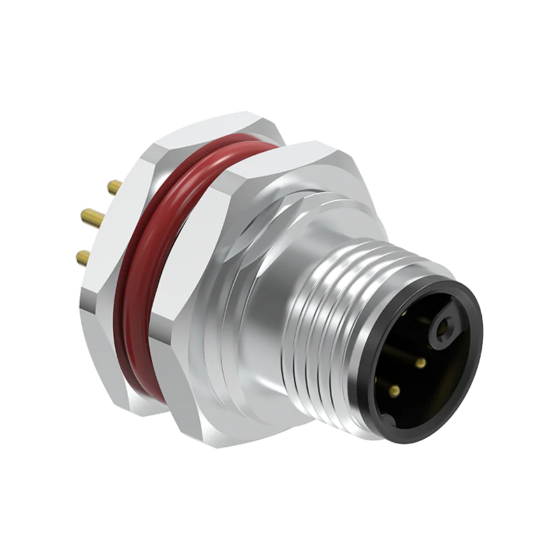 M12 Connector M-Code 6Pin Male - AC Power Panel Socket, IP68 - Image 2