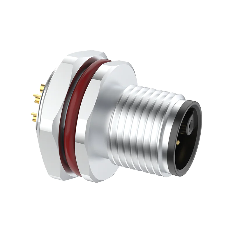 M12 Connector M-Code 6Pin Male Rear Panel Socket - AC Power, Industrial, IP68 - Image 2
