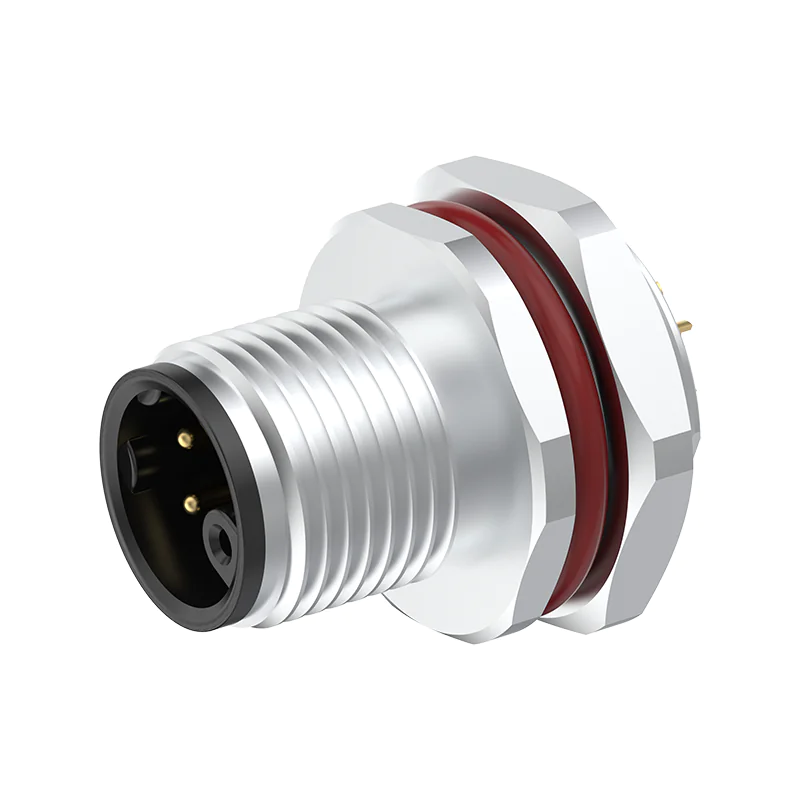 M12 Connector M-Code 6Pin Male Rear Panel Socket - AC Power, Industrial, IP68 - Image 3