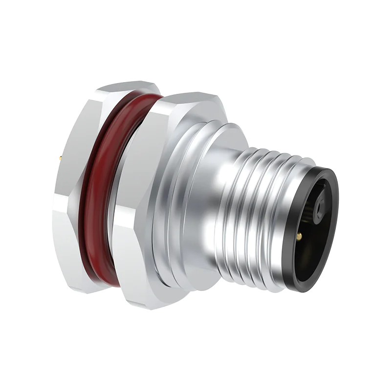 M12 Connector M-Code 6Pin Male Straight Front-Locking Socket, Solder, IP68 - Image 3