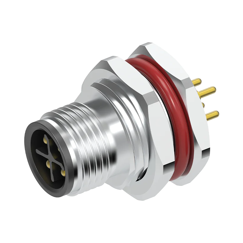 M12 Connector S-Code 4Pin Male - AC Power Panel Socket, IP68 - Image 2
