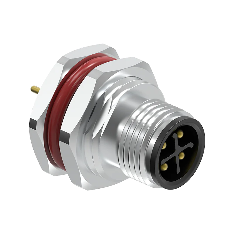 M12 Connector S-Code 4Pin Male - AC Power Panel Socket, IP68 - Image 3