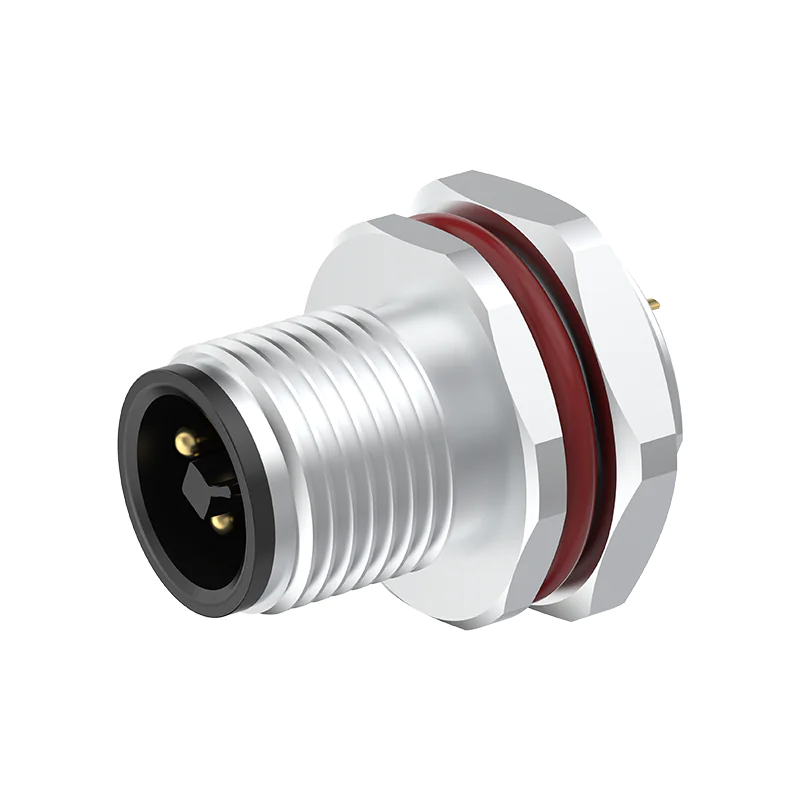 M12 Connector T-Code 4Pin Male Rear Panel Socket - DC Power, Sensor/Actuator, IP68 - Image 2