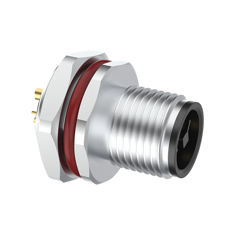 M12 Connector T-Code 4Pin Male Rear Panel Socket - DC Power, Sensor/Actuator, IP68 - Image 3