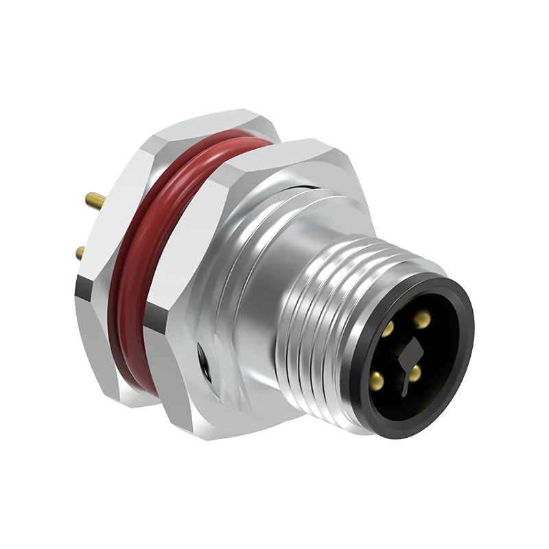 M12 Connector T-Code 4Pin Male - DC Power Panel Socket, IP68 - Image 3