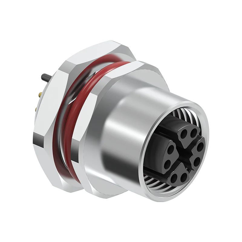 M12 Connector X-Code 8Pin Female Rear Panel Socket - Industrial Ethernet, IP68 - Image 2