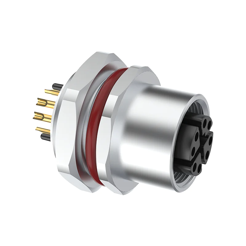 M12 Connector X-Code 8Pin Female Rear Panel Socket - Industrial Ethernet, IP68 - Image 3