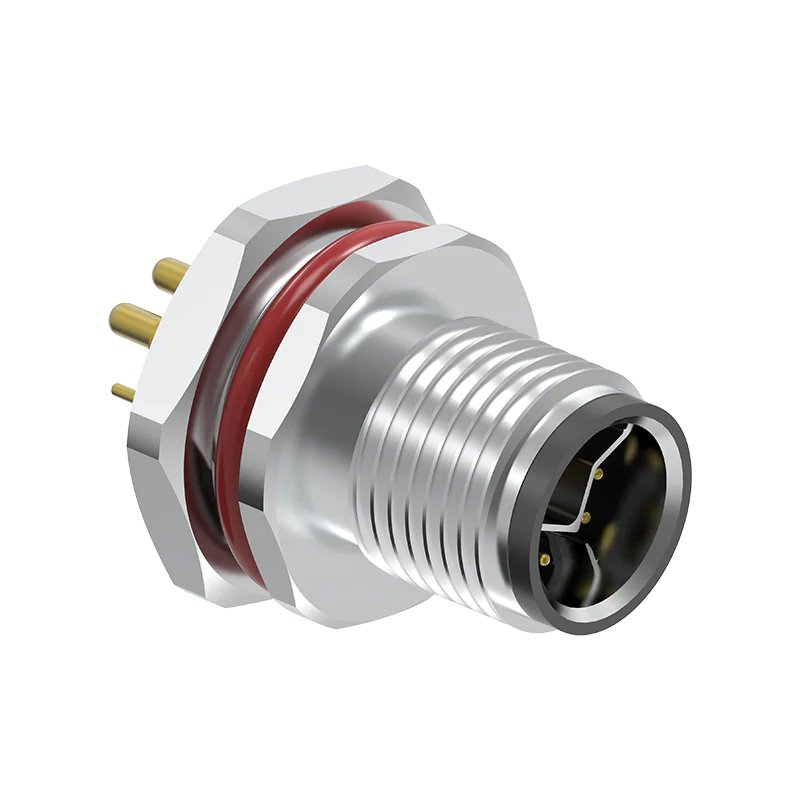 M12 Connector Y-Code 6Pin Male Rear Panel Socket - Hybrid Power + Ethernet, IP69K - Image 3