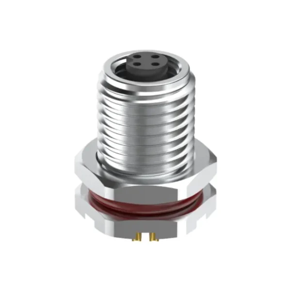 M5 Connector A-Code 4Pin Female Straight Front-Locking Socket, Solder, IP67