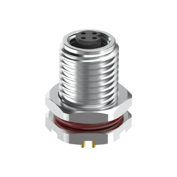 M5 Connector A-Code 4Pin Female Straight Front-Locking Socket, SMD, IP67