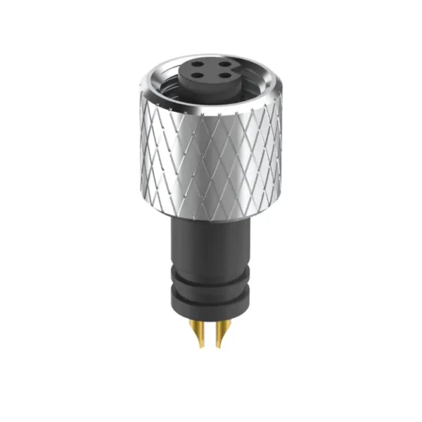 M5 Connector A-Code 4Pin Female Straight Raw Plug, Solder, IP67