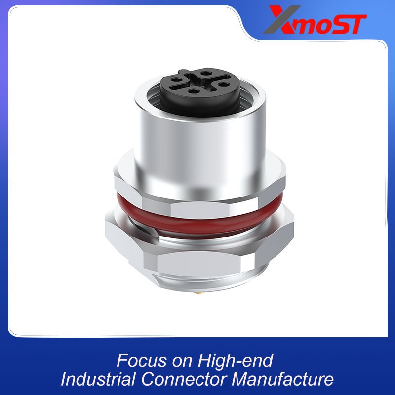 M12 Connector B-Code 5Pin Female Rear Panel Socket - Profibus, Fieldbus, Automation, IP68 xmost m12 b code 5 pin female profibus fieldbus socket ip68