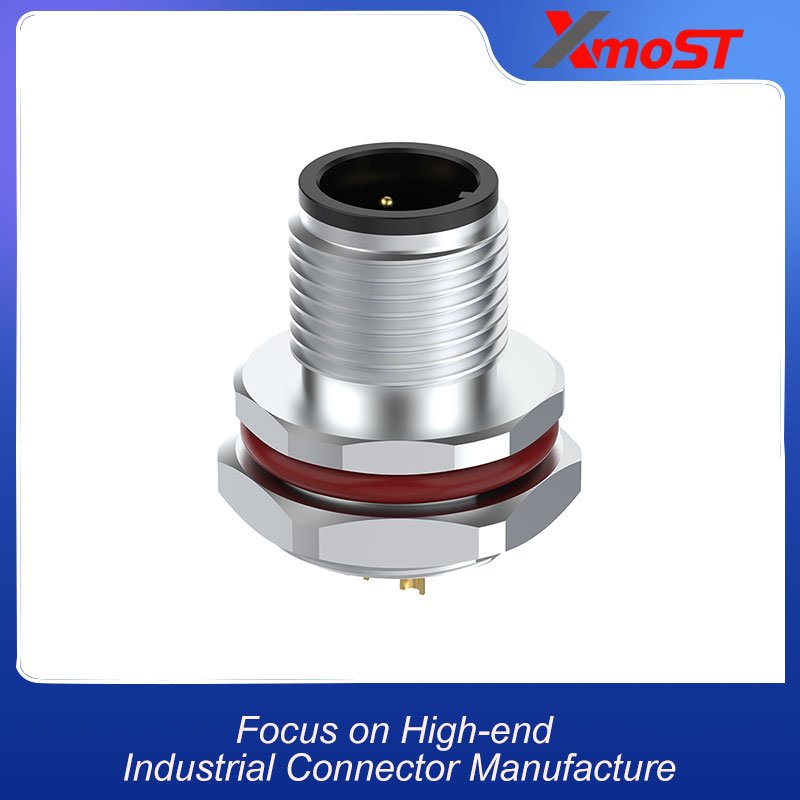 M12 Connector D-Code 4Pin Male Rear Panel Socket - Ethernet, Profinet, Automation, IP68 xmost m12 d code 4 pin male ethernet profinet socket ip68