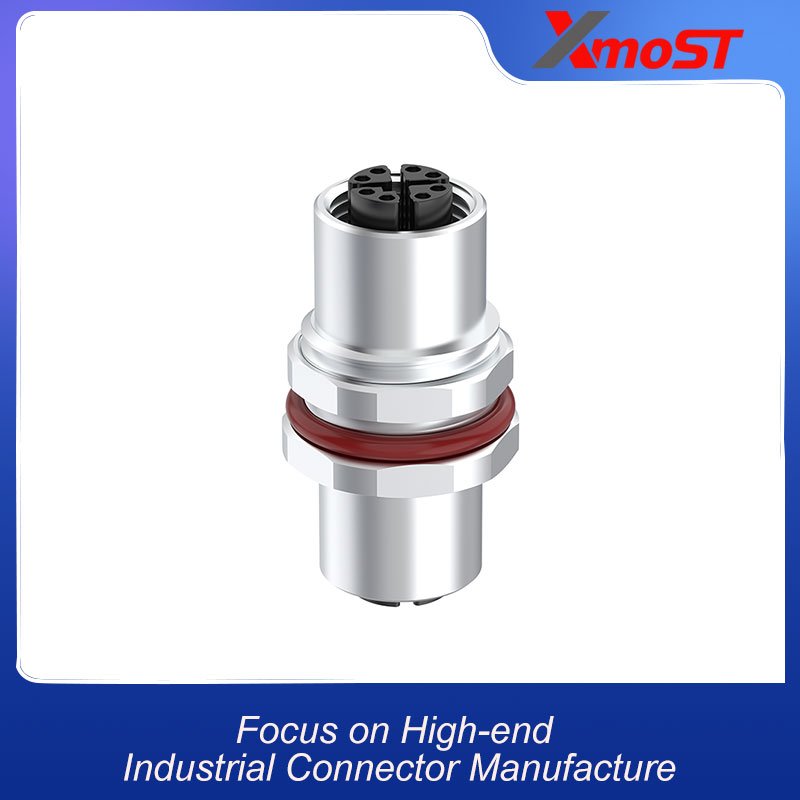 M12 Connector I-Shape Splitter - 2 Female, Shielded, 8Pin, A/B/D-Code Compatible, IP68 xmost m12 i shape splitter with 2 female ports shielded 8 pin compatible with a b d code and ip68 rating