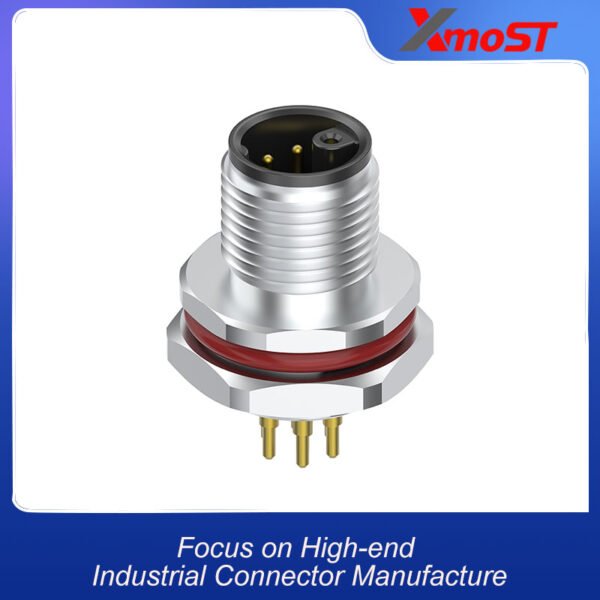 xmost m12 m code 6 pin male ac power socket ip68