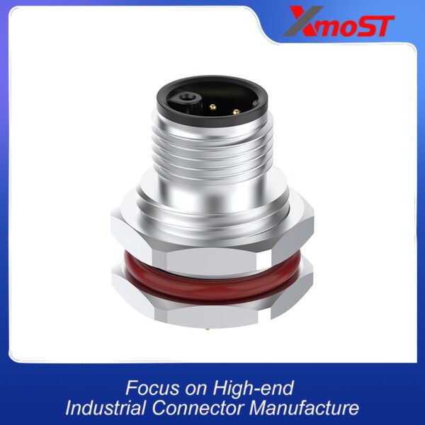 xmost m12 m code 6 pin male straight front locking solder socket