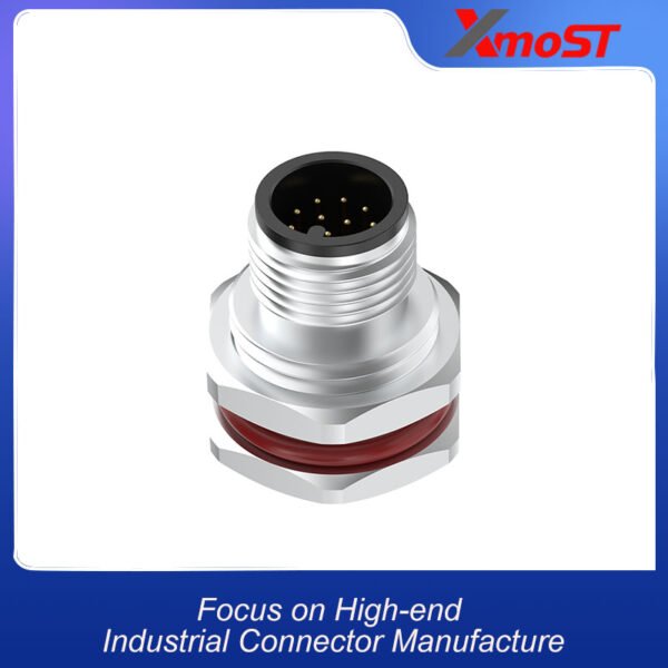 xmost m12 a code 12 pin male straight front locking solder socket