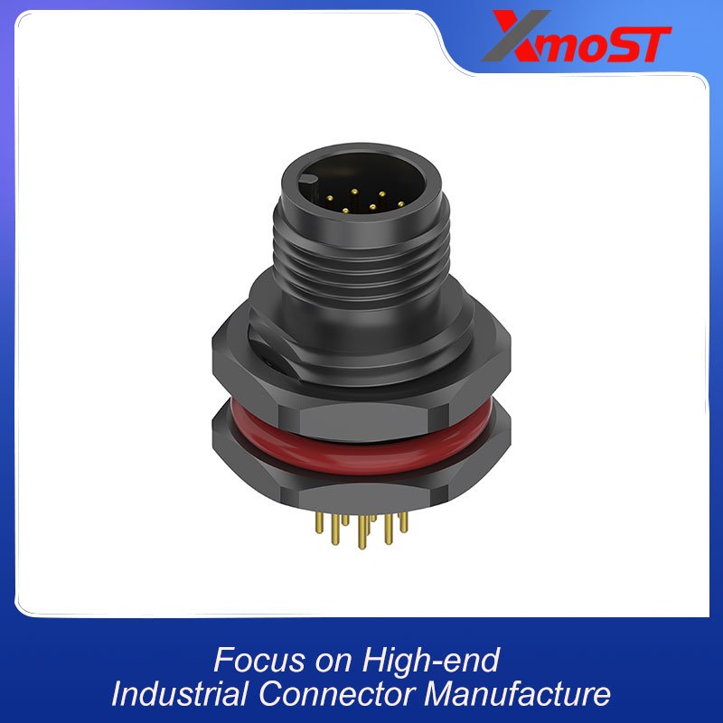 M12 Connector A-Code 12Pin Male - Sensor/Actuator Signal, IP68 xmost m12 a code 12 pin male sensor actuator signal socket ip68