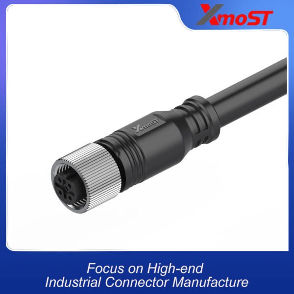xmost m12 b code 5 pin female molded shielded cable socket