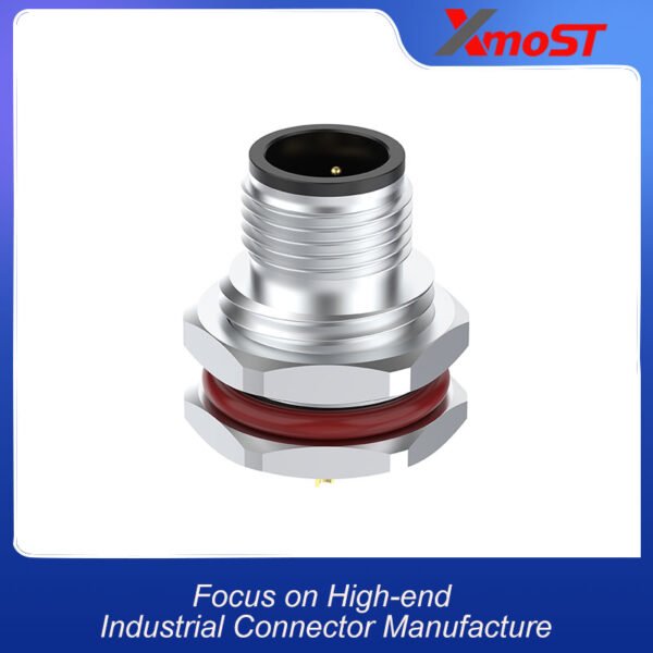 xmost m12 b code 5 pin male straight front locking solder socket
