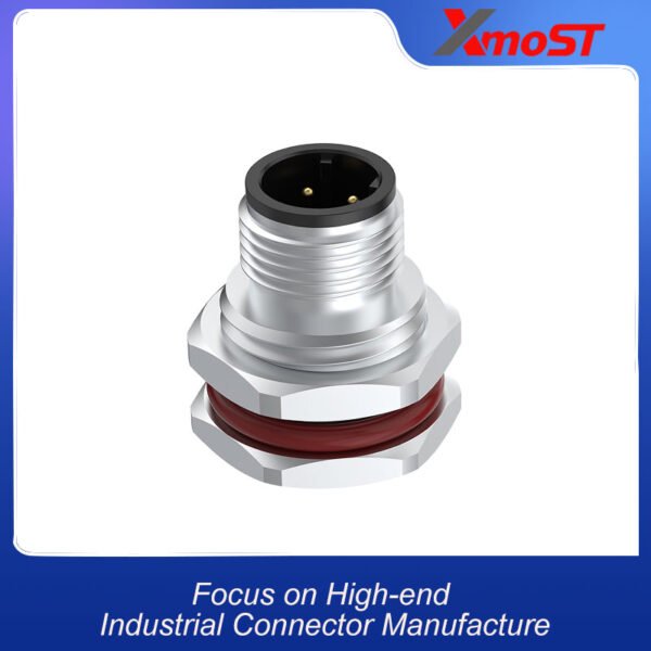 xmost m12 d code 4 pin male straight front locking socket ip68