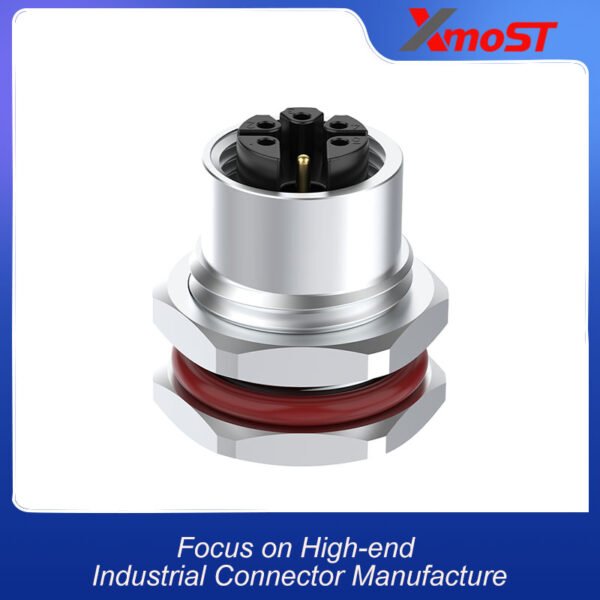 xmost m12 m code 6 pin female straight front locking solder socket