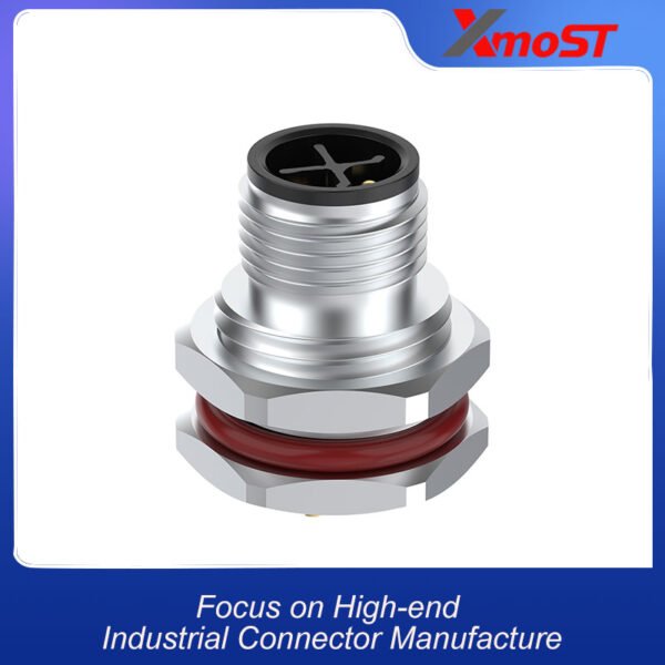xmost m12 s code 4 pin male front locking solder crimp socket
