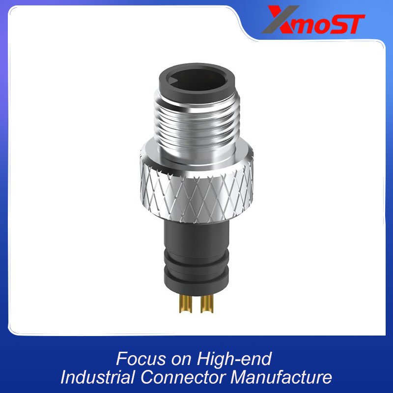 M5 Connector A-Code 3Pin Male Straight Raw Plug, Solder, IP67 xmost m5 3 pin connector with gold plated contacts for reliable signal transmission
