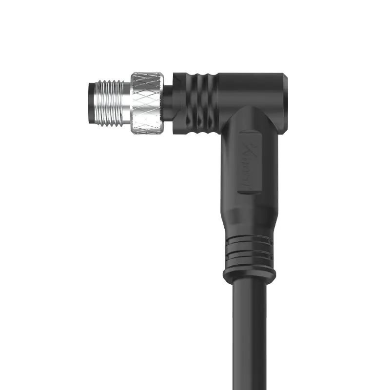 M5 Connector A-Code 3Pin Male Right Angle Pre-Molded Plug, IP67 - Image 2