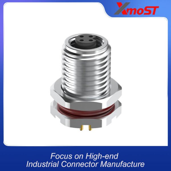 xmost m5 4 pole socket receptacle with solder termination for industrial connections