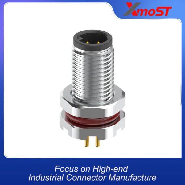 xmost m5 a code 4 pin male front mount panel plug with ip67 sealing for industrial panels