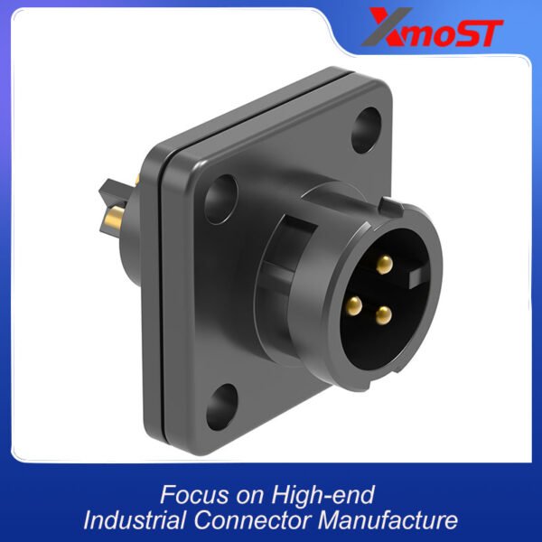 M12 3-Pin Male Plastic Circular Connector – Flange Socket, Quick-Lock