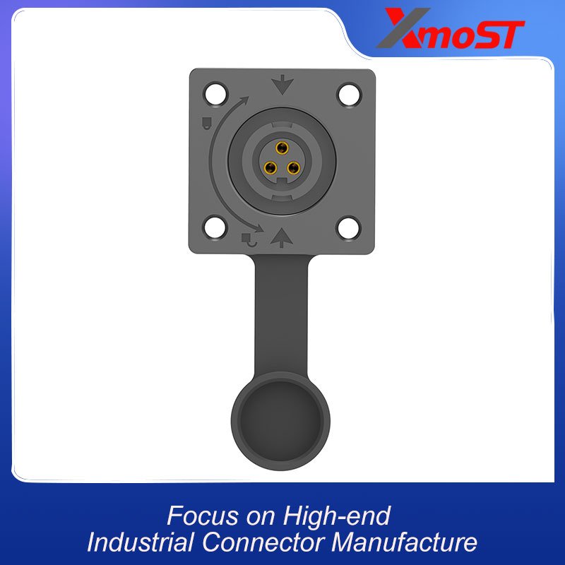 M12 3-Pin Female Plastic Circular Connector – Flat Flange Socket, Quick-Lock M12 3-Pin Female Plastic Circular Connector – Flat Flange Socket, Quick-Lock