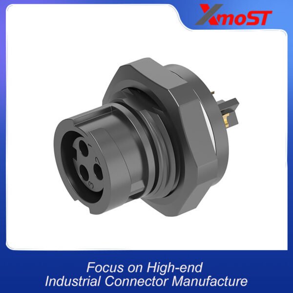 M12 3-Pin Female Plastic Circular Connector – Front Lock Socket, Quick-Lock