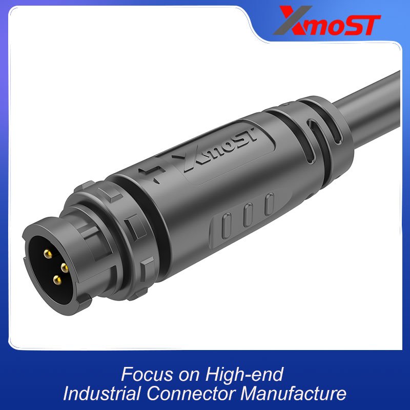 M12 Male Plastic Circular Connector – Straight Molded Inline Socket, Quick-Lock M12 Male Plastic Circular Connector – Straight Molded Inline Socket, Quick-Lock