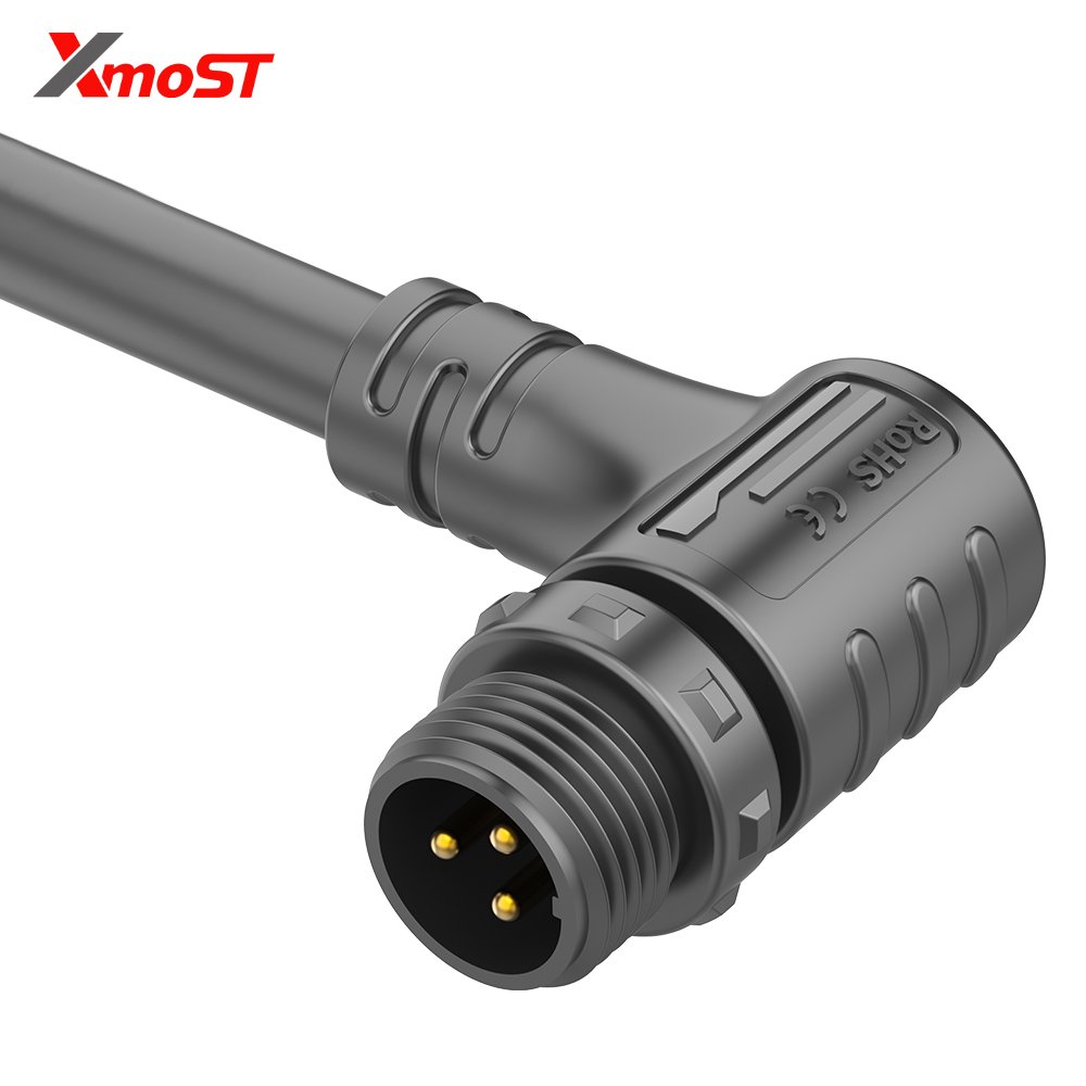M12 Male Plastic Circular Connector – 90° Right Angle Molded Mating Socket, Threaded M12 Male Plastic Circular Connector – 90° Right Angle Molded Mating Socket, Threaded - Image 2