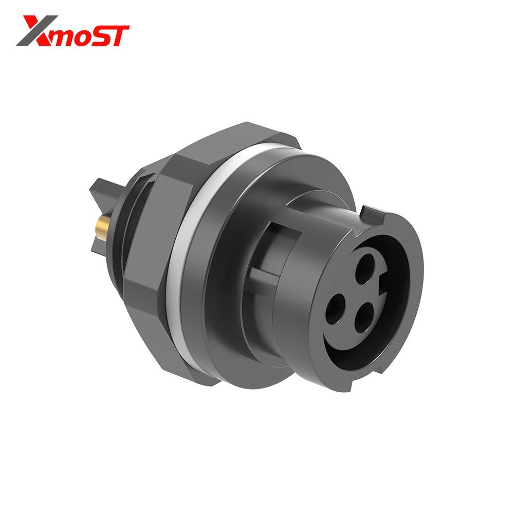 M12 3-Pin Female Plastic Circular Connector – Rear Lock Socket, Quick-Lock M12 3-Pin Female Plastic Circular Connector – Rear Lock Socket, Quick-Lock - Image 2