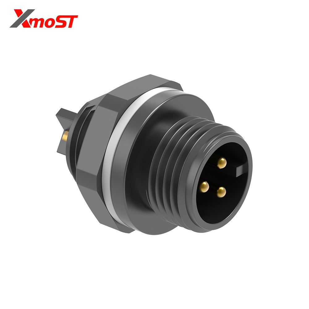 M12 3-Pin Male Plastic Circular Connector – Rear Lock Socket, Threaded Coupling M12 3-Pin Male Plastic Circular Connector – Rear Lock Socket, Threaded Coupling - Image 2