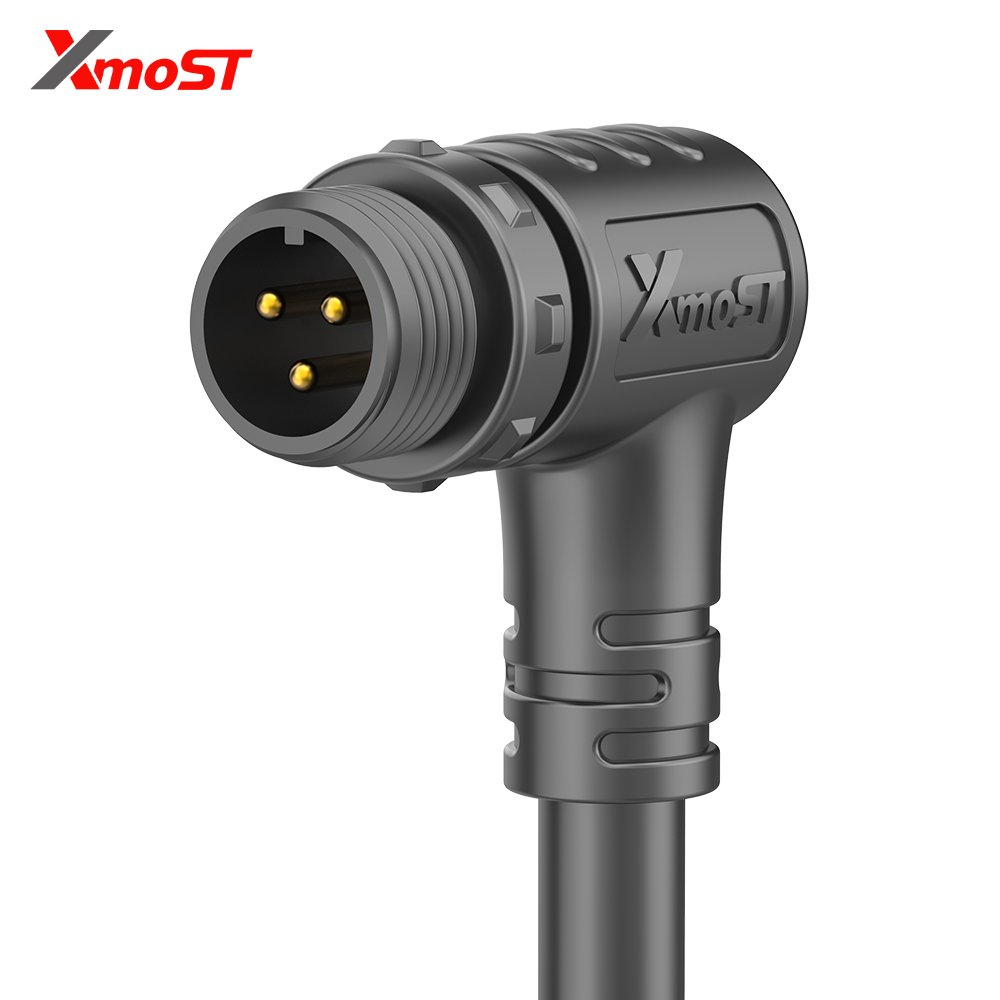 M12 Male Plastic Circular Connector – 90° Right Angle Molded Mating Socket, Threaded M12 Male Plastic Circular Connector – 90° Right Angle Molded Mating Socket, Threaded - Image 3