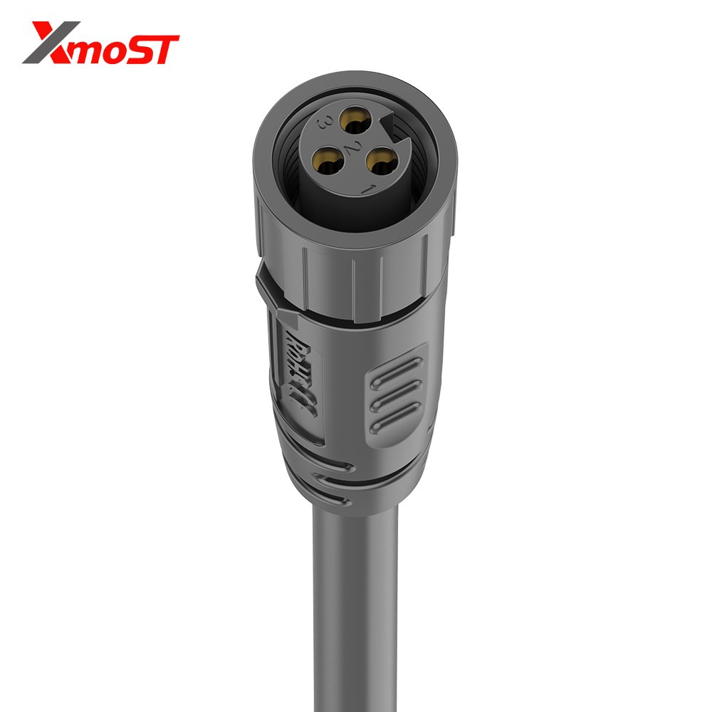 M8 3-Pin Female Plastic Circular Connector – Straight Molded Plug, Threaded Coupling M8 3-Pin Female Plastic Circular Connector – Straight Molded Plug, Threaded Coupling - Image 2