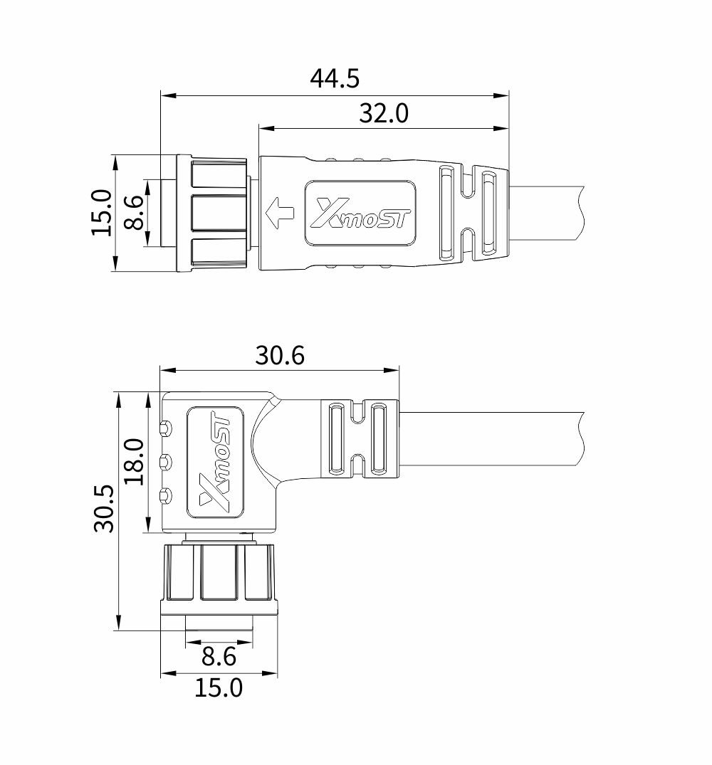 M12 3-Pin Male Plastic Circular Connector – Straight Molded Plug, Quick-Lock 1